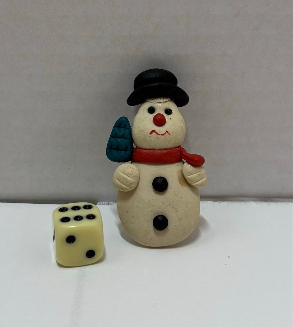 Clay Christmas Snowman Brooch/Pin